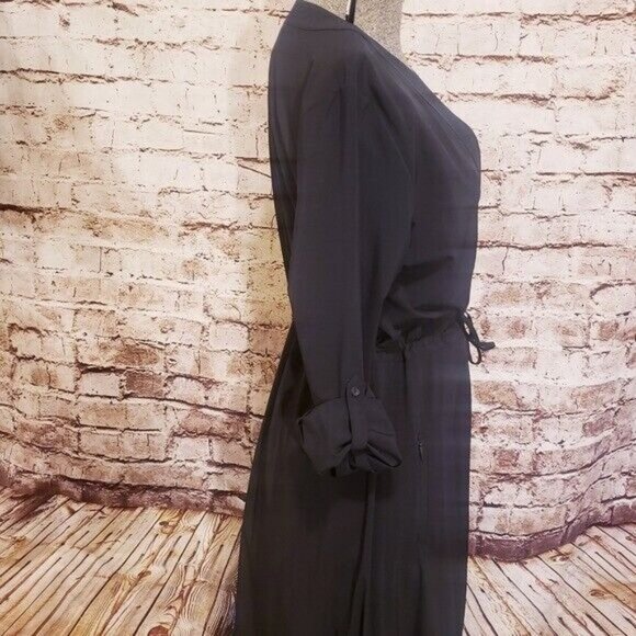 NWT Soft Surroundings Maxi Shirtdress Black Roll Tab Sleeves Medium - Picture 6 of 8